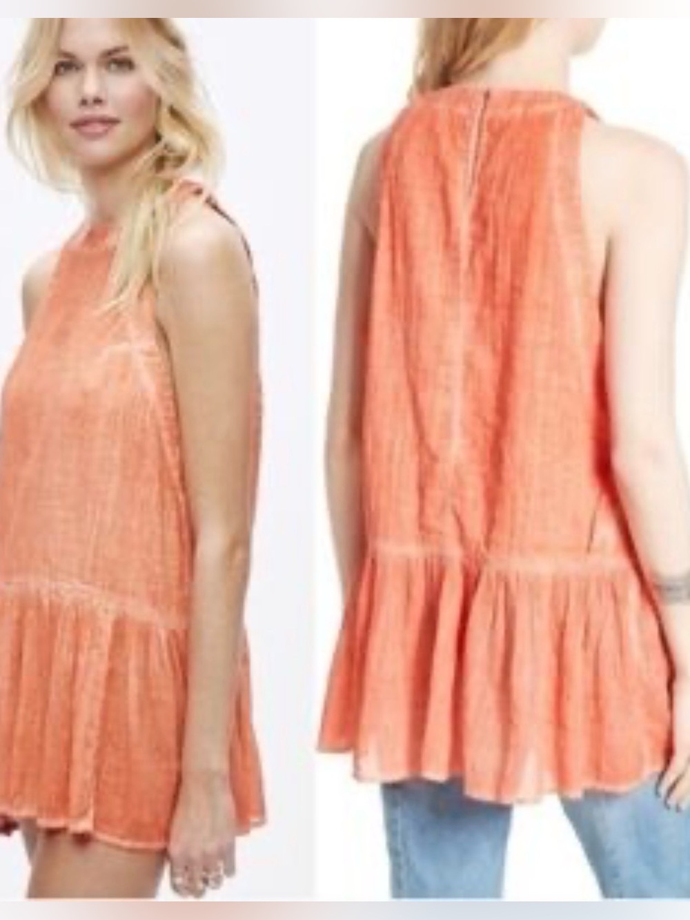 Free People Breathless moments  Sleeveless Ruffle Hem Tunic